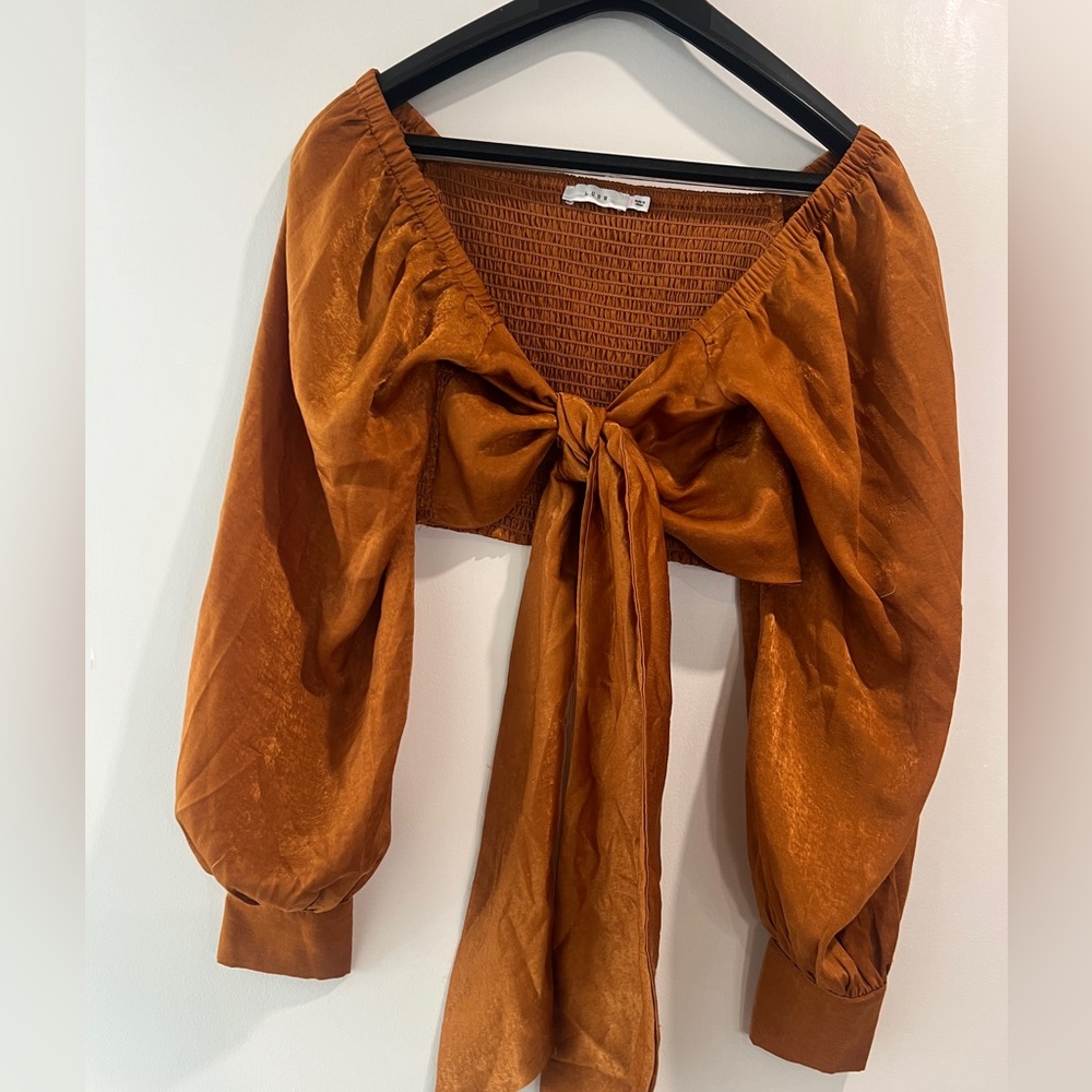 Rust color satin tie top